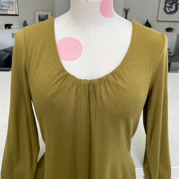 Grace Elements Scoop Neck 3/4 Sleeve Lined Rayon Spandex Top Avocado Green Sz S - Picture 3 of 13